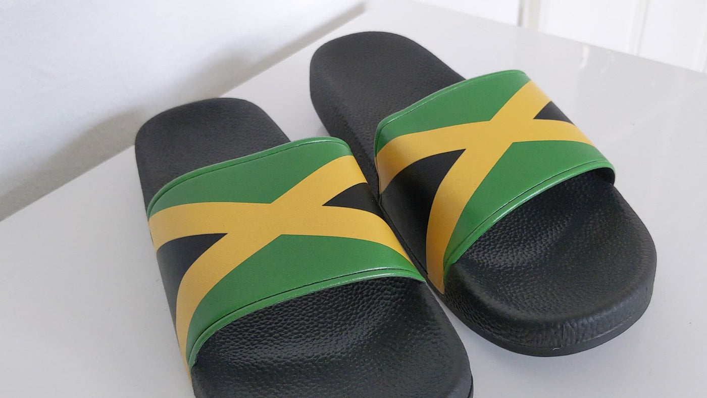 Jamaica Flag Sliders - Black Sole