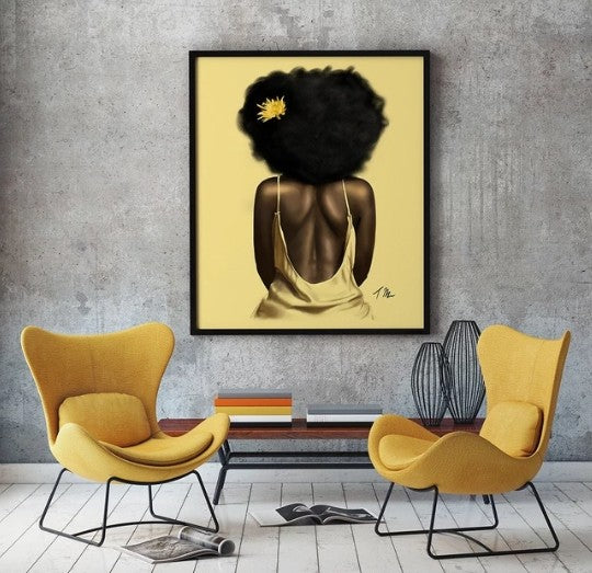 Black Woman with yellow flower