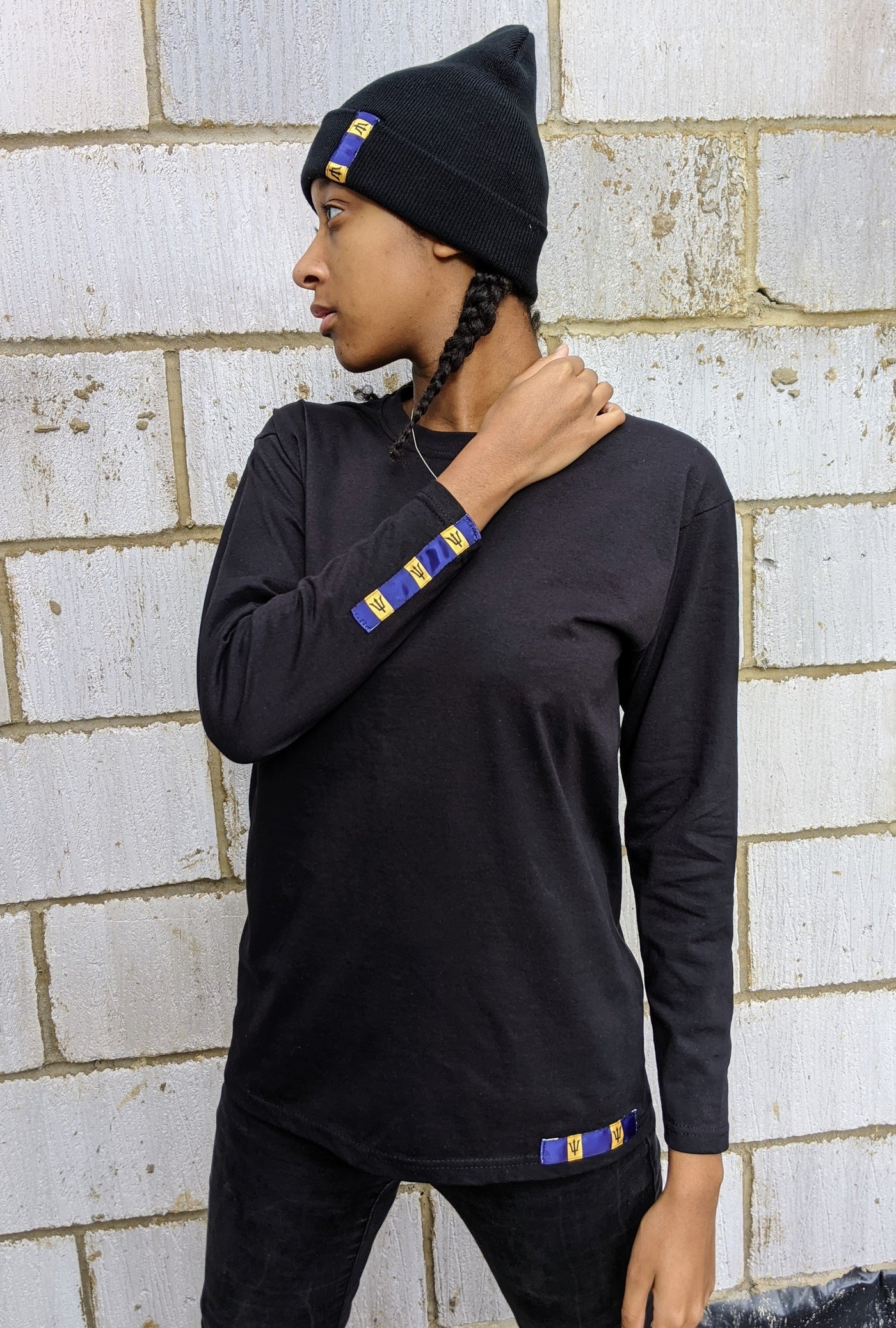 Long sleeve top with Barbados flag