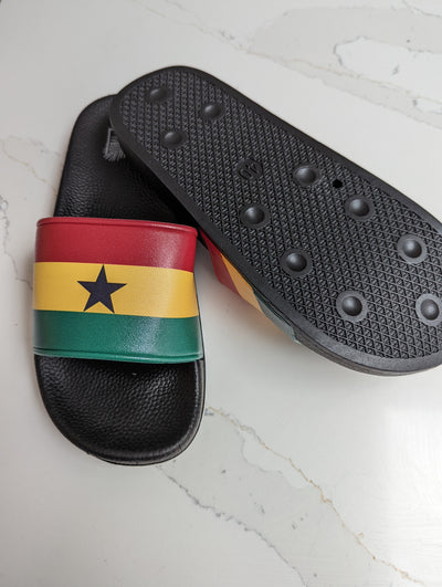 Ghana Flag Sliders - Black Sole