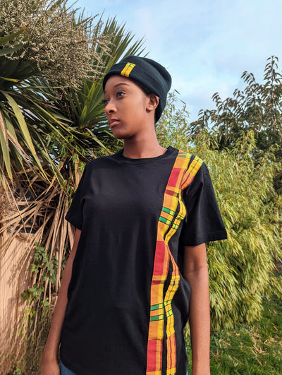 Black Madras Stripe T-Shirt - Creole Collection